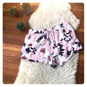 Pink floral soft shorts